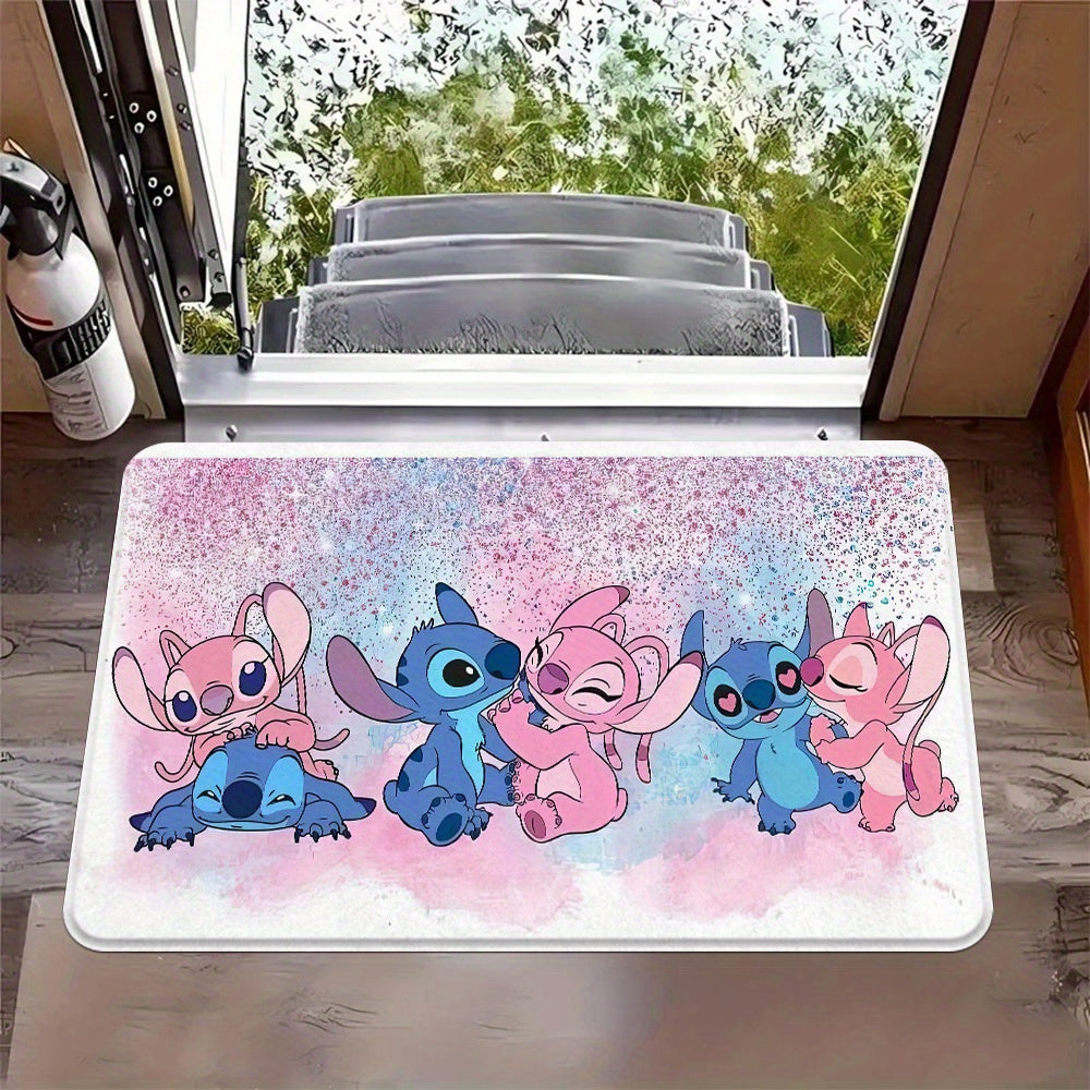 Paillasson en polyester mélangé Disney Stitch, lavable en machine - Topdecheztop.fr