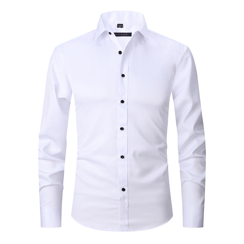 Chemise stretch homme à manches longues, coupe ajustée, sans repassage