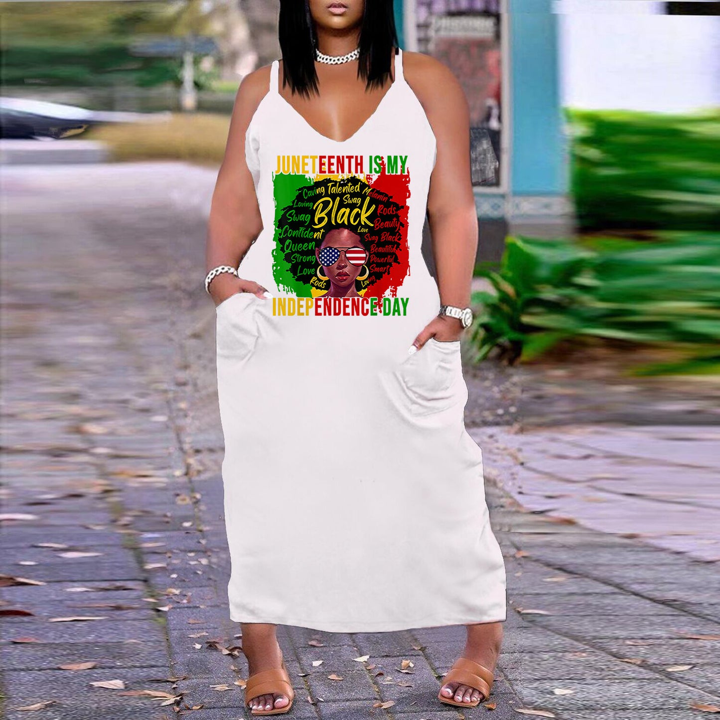 Robe imprimée sexy à col en V, coupe ample et ajustée, grande taille, style européen et américain