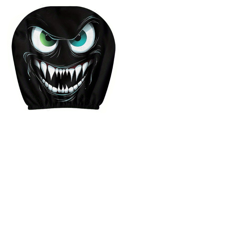 Lot de 2 housses d'appuie-tête noires imprimées pour voiture