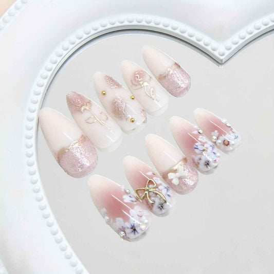 Three-Dimensional Floral Blush with a Bow And Sparkling Diamonds, Exuding a Gentle And Elegant Vibe, Suitable for Women in a Western Style, Featuring Detachable Wear.