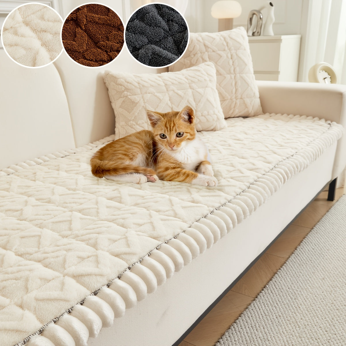 Coussin de canapé matelassé doux (1 pièce), housse de canapé épaisse en polyester pour plus de chaleur en automne et en hiver, décoration intérieure adaptée aux canapés 2, 3 ou 4 places.