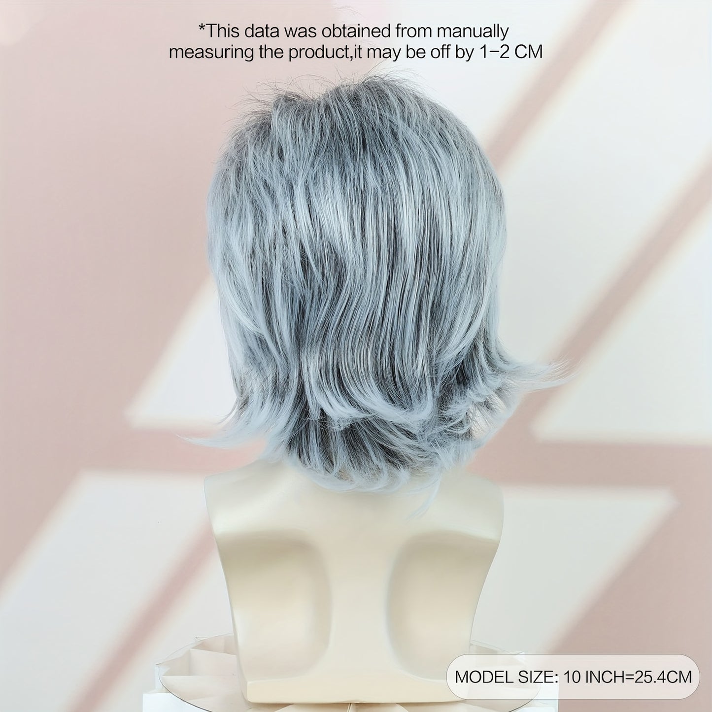 Perruque courte ondulée grise pour homme