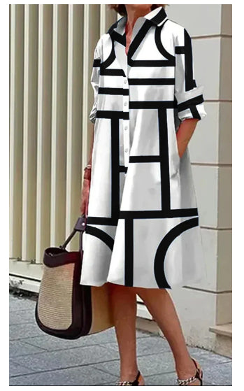 Robe-chemise estivale confortable et colorée à imprimé numérique 3D - Vêtements pour femmes