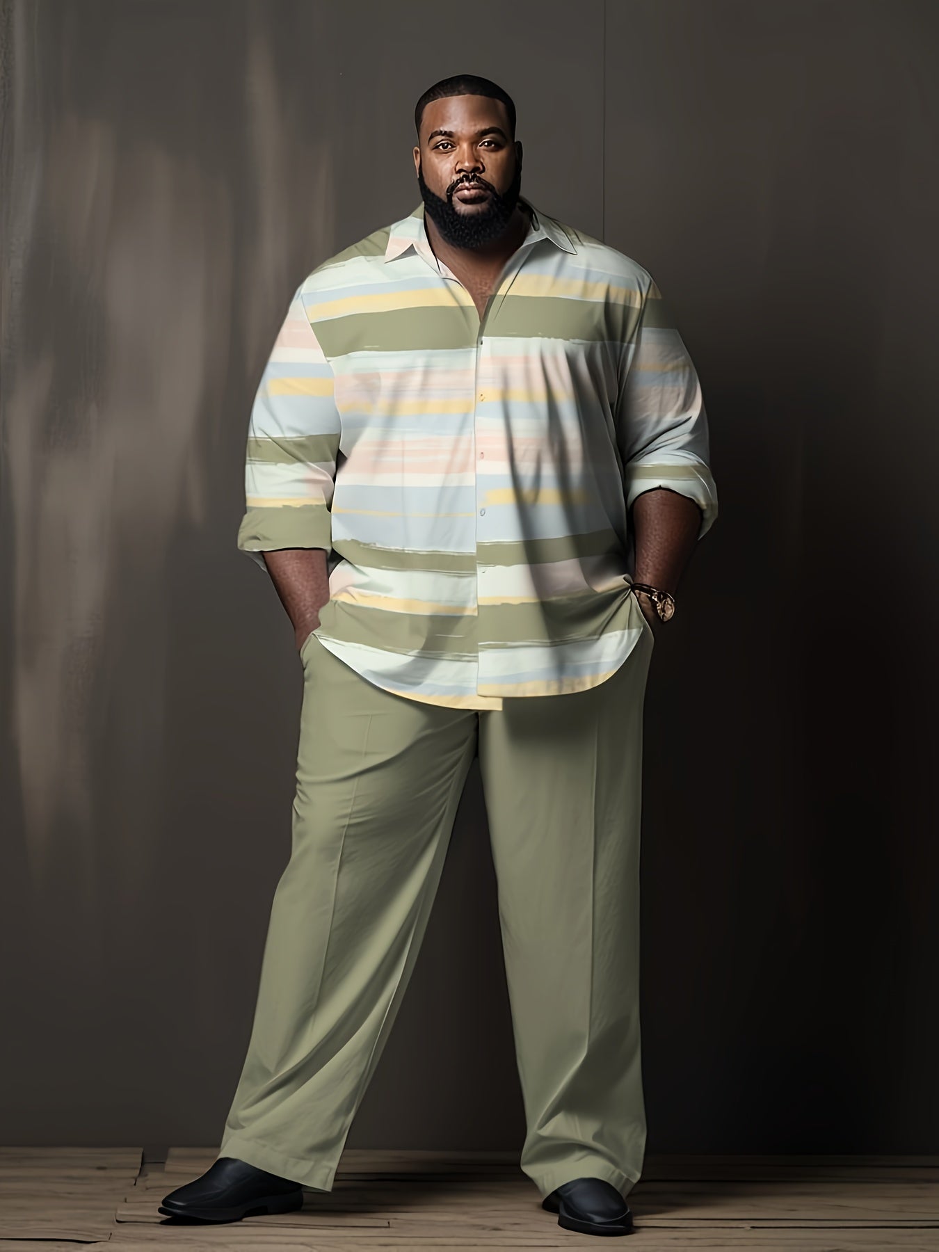 Ensemble chemise en maille pour homme, grandes tailles