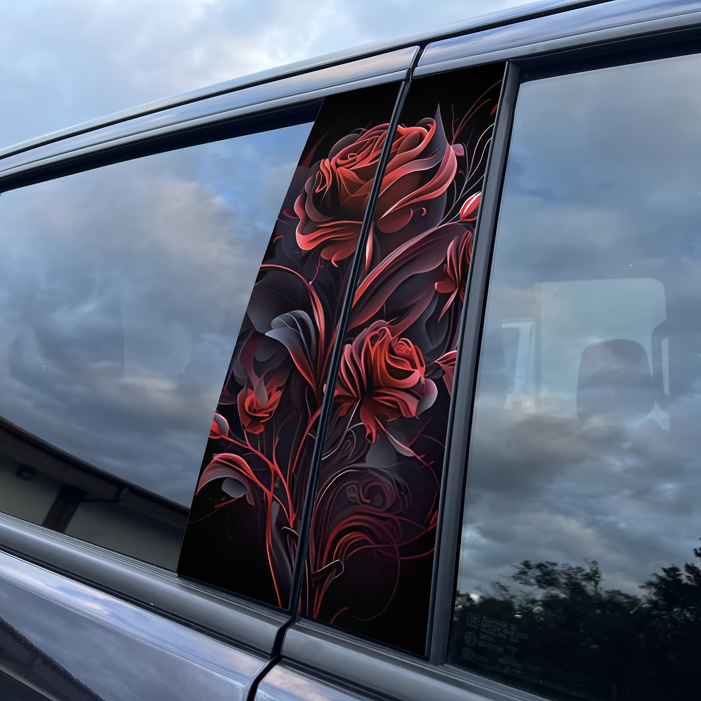 Lot de 2 autocollants roses rouges éclatantes pour voiture - Vinyle durable