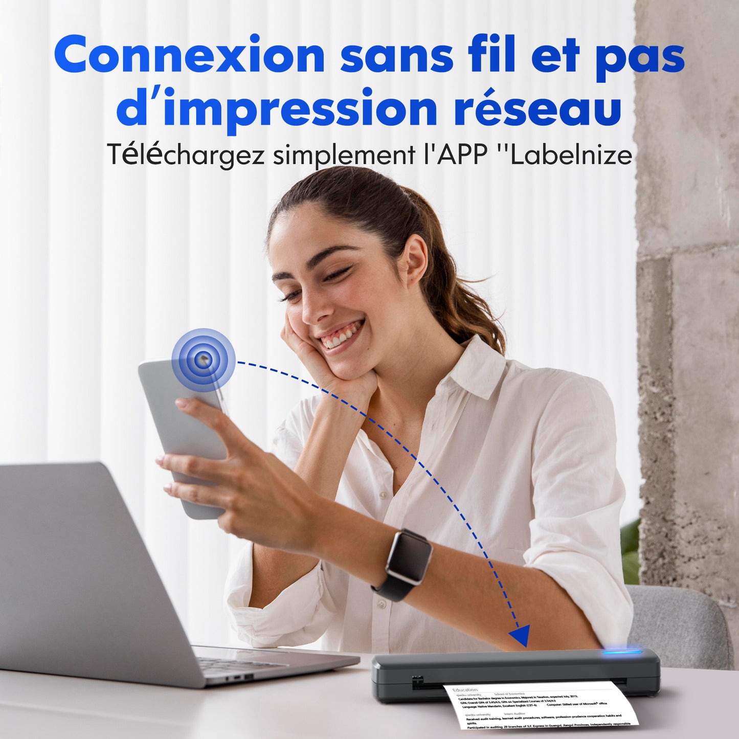 Imprimante thermique portable D810 - Connectivité sans fil et impression USB