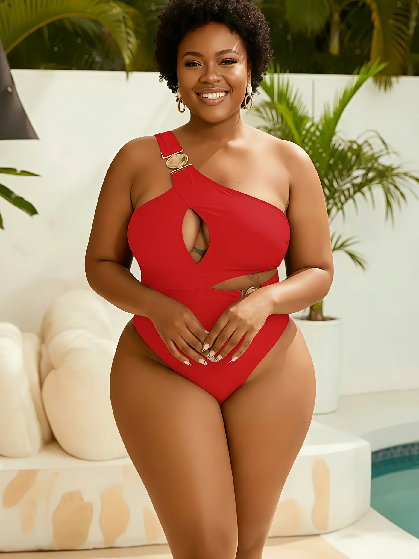 Maillot de bain une pièce noir sexy à une épaule dénudée pour femme