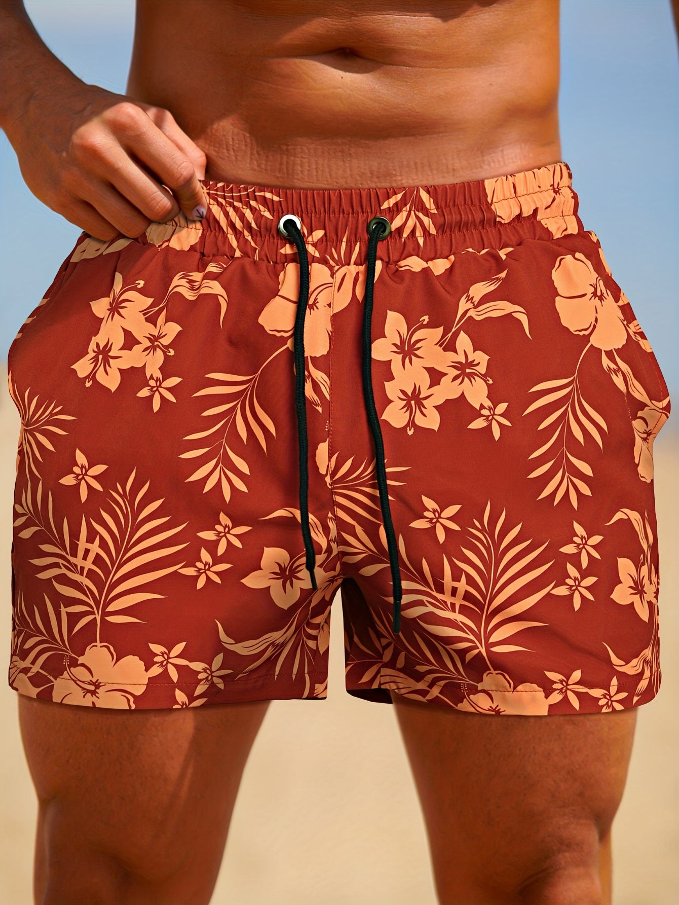 Short de bain élastique d'extérieur avec doublure en maille pour le surf, la plage