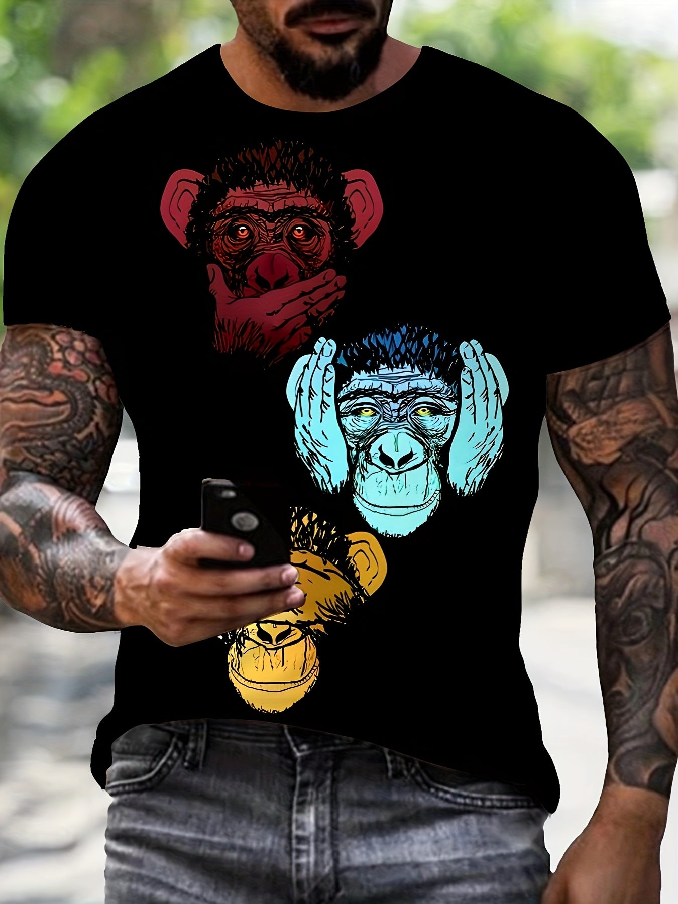 T-shirt homme fantaisie à imprimé 3D