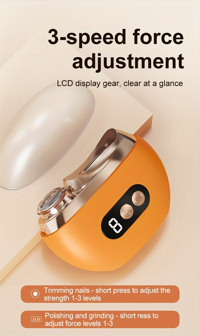 Coupe-ongles électrique intelligent 2 en 1, outil de manucure et de polissage