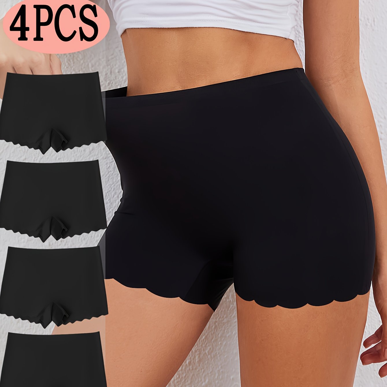 Lot de 4 culottes shorty pour femme - Tissu extensible, doux et confortable