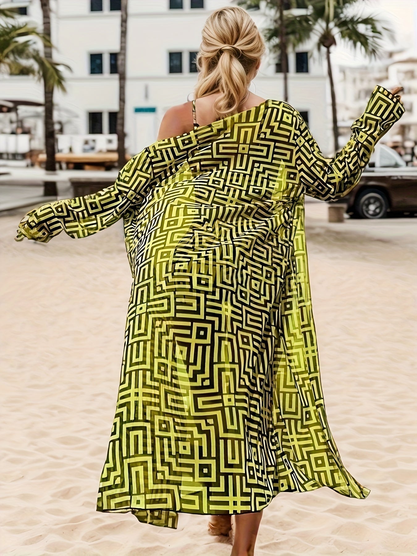 Ensemble tankini 3 pièces élégant pour femme à imprimé géométrique