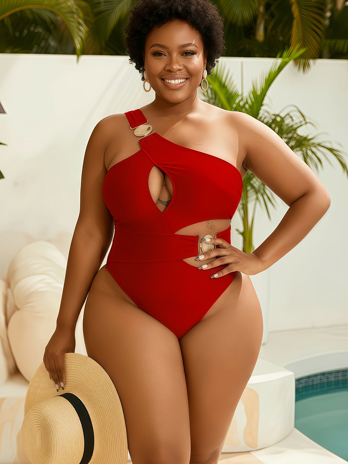 Maillot de bain une pièce noir sexy à une épaule dénudée pour femme