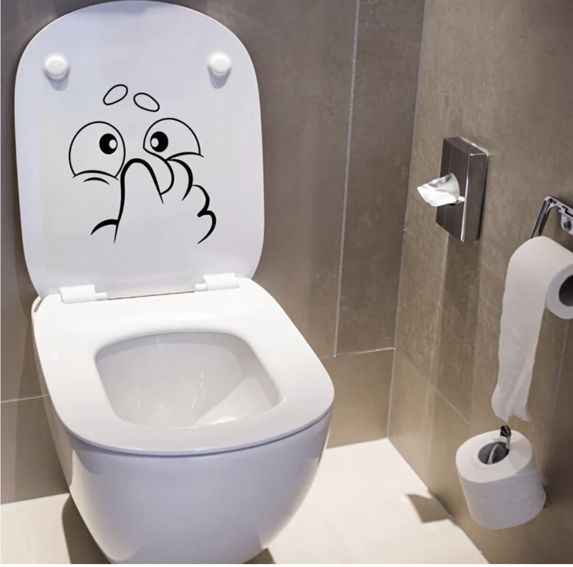 1 autocollant pour abattant de toilettes, motif humoristique