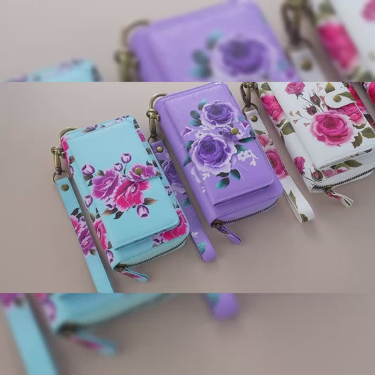 Sac à main en cuir PU à motif floral avec fermeture éclair