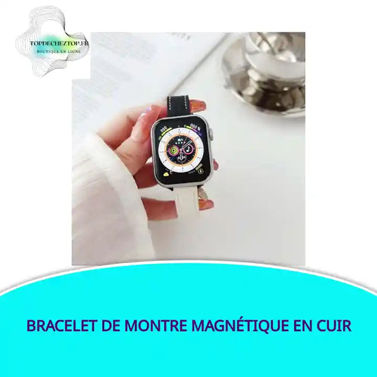 Bracelet de montre magn&eacute;tique en cuir by@Outfy