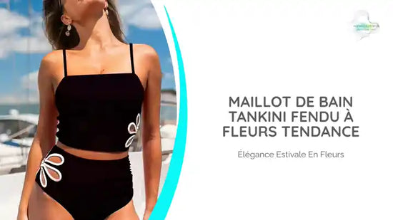 Maillot de bain tankini fendu &agrave; fleurs tendance by@Outfy