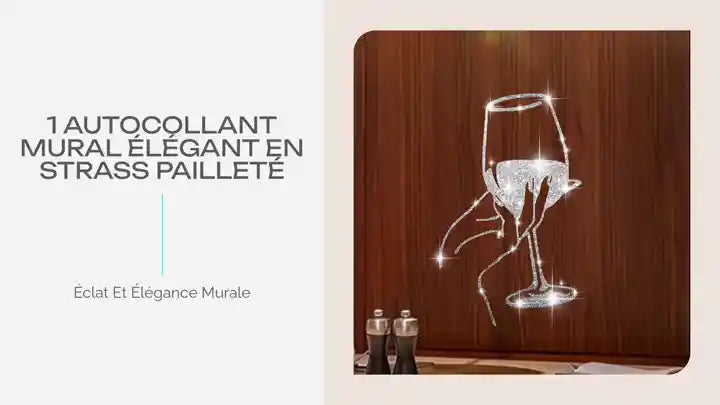 1 autocollant mural &eacute;l&eacute;gant en strass paillet&eacute; by@Outfy